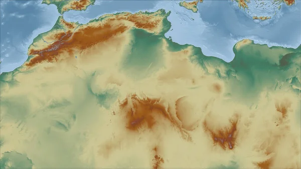 Algérie Perspective Rapprochée Pays Pas Grandes Lignes Carte Topographique Relief — Photo