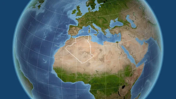Algerije Buurt Verre Perspectief Met Contouren Van Het Land Satellietbeelden — Stockfoto