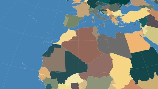 Algeria Dintorni Prospettiva Obliqua Lontana Nessun Contorno Mappa Colori Delle — Foto Stock