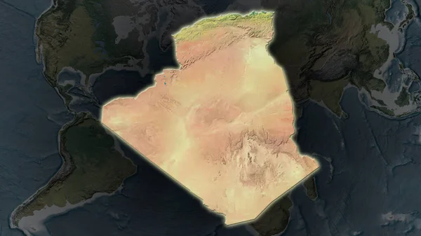 Argelia Agrandó Brilló Sobre Oscuro Fondo Sus Alrededores Mapa Topográfico — Foto de Stock