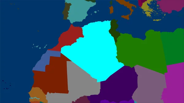 Zona Algeria Sulla Mappa Delle Divisioni Amministrative Nella Proiezione Stereografica — Foto Stock