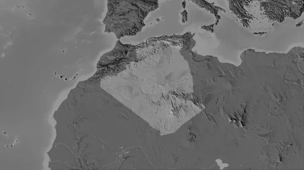 Algerije Hoogteplattegrond Twee Niveaus Stereografische Projectie Ruwe Samenstelling Van Rasterlagen — Stockfoto