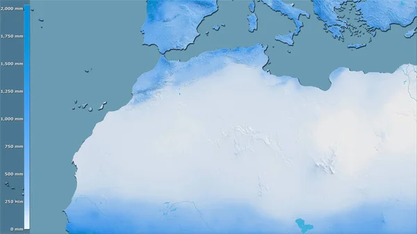 Roczne Opady Atmosferyczne Obszarze Algierii Projekcji Stereograficznej Legendą Surowa Kompozycja — Zdjęcie stockowe