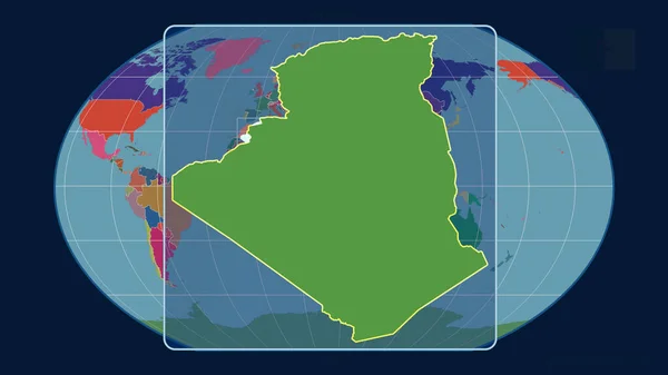 Vista Ampliada Argélia Esboço Com Linhas Perspectiva Contra Mapa Global — Fotografia de Stock