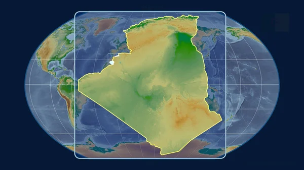 Nagyítás Algériára Perspektíva Vonalakkal Kavrayskiy Kivetítés Globális Térképével Szemben Alakzat — Stock Fotó