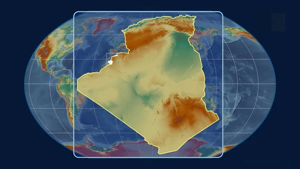 Vista Ampliada Del Contorno Argelia Con Líneas Perspectiva Contra Mapa —  Fotos de Stock