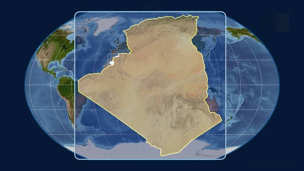 Zoomed Vista Algeria Contorno Con Linee Prospettiche Contro Una Mappa — Foto Stock
