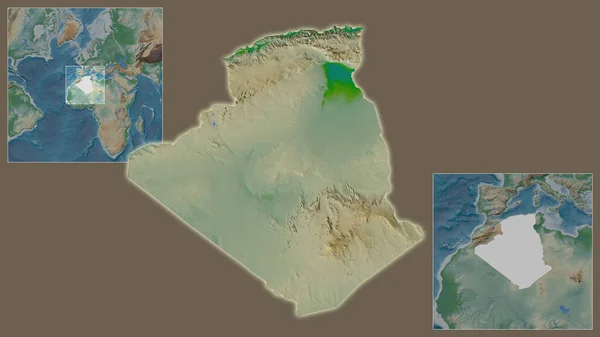 Primer Plano Argelia Ubicación Región Centro Mapa Mundial Gran Escala — Foto de Stock