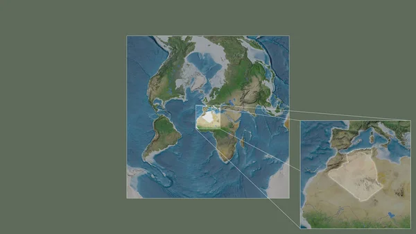 Área Expandida Ampliada Argélia Extraída Mapa Grande Escala Mundo Com — Fotografia de Stock