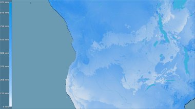 Angola bölgesinin en sıcak çeyreğinin efsanevi stereografik projeksiyonla yağışı - raster tabakalarının ham bileşimi