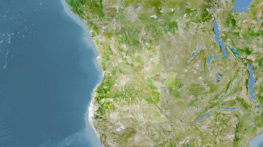 Uydudaki Angola alanı stereografik projeksiyondaki bir harita - raster katmanlarının ham bileşimi