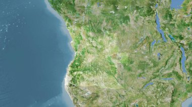 Uydu D haritasındaki Angola alanı stereografik projeksiyonda - raster katmanlarının ham bileşimi