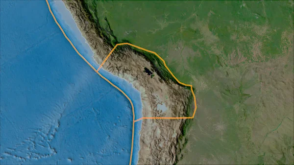 Placas Tectônicas Fazem Fronteira Com Satélite Mapa Áreas Adjacentes Área — Fotografia de Stock