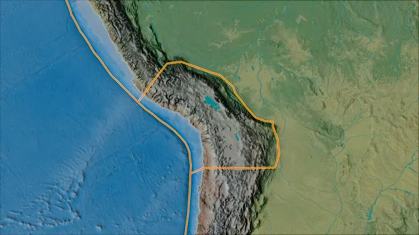Tektonik Plakalar Altiplano Plaka Alanına Komşu Bölgelerin Topografik Haritasında Yer — Stok fotoğraf