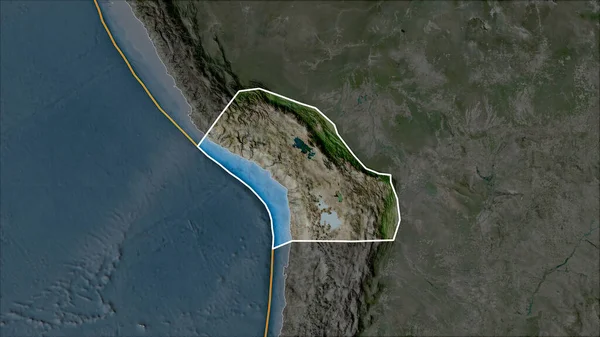 Umrissene Tektonische Altiplano Platte Auf Der Satelliten Karte Getrennt Durch — Stockfoto