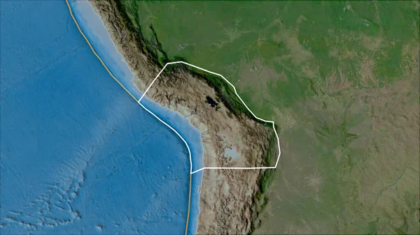 Umrissene Tektonische Platte Des Altiplano Und Grenzen Benachbarter Platten Auf — Stockfoto