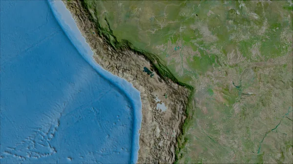 Cartierele Plăcii Tectonice Altiplano Harta Prin Satelit Proiecția Van Der — Fotografie, imagine de stoc
