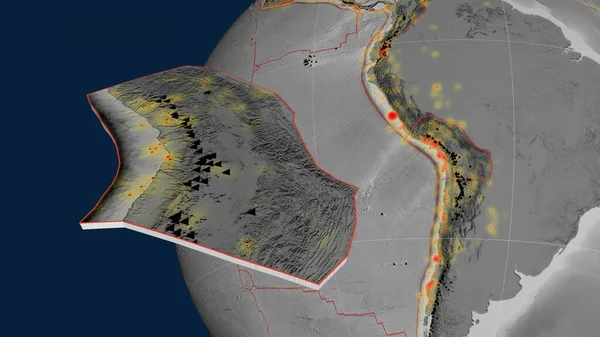 Altiplano Tektonische Platte Extrudiert Und Gegen Den Globus Präsentiert Graustufen — Stockfoto