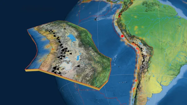 Тектоническая Плита Альтиплано Экструдирована Представлена Земном Шаре Природная Топографическая Карта — стоковое фото