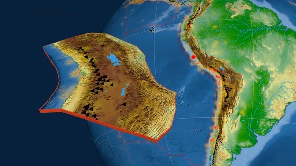 Altiplano Placca Tettonica Estrusa Presentata Contro Globo Mappa Fisica Colori — Foto Stock