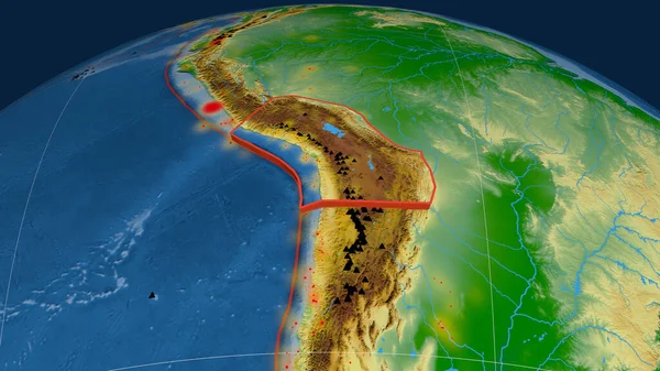 Altiplano Tektonik Plaka Dünyaya Yayıldı Renk Fiziksel Harita Görüntüleme — Stok fotoğraf