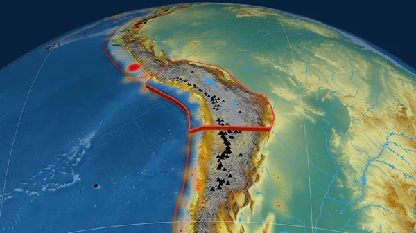 Altiplano Tektonik Plaka Dünyaya Yayıldı Topoğrafik Yardım Haritası Görüntüleme — Stok fotoğraf