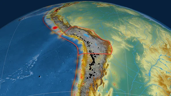 Altiplano Tektonik Plaka Dünya Üzerinde Özetlendi Topoğrafik Yardım Haritası Görüntüleme — Stok fotoğraf