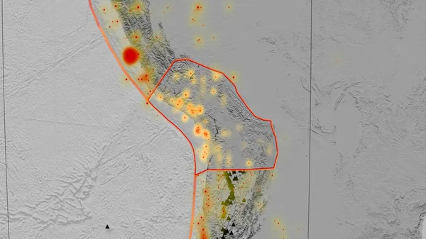 Altiplano地殻プレートは Kavraysky予測の世界的なグレースケールの標高マップについて概説しました 3Dレンダリング — ストック写真