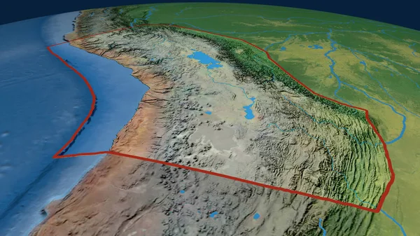 地球上で概説されたAltiplano地殻プレート 地形図だ 3Dレンダリング — ストック写真