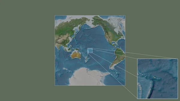 从大比例尺世界地图中提取的美属萨摩亚图图图伊拉岛扩大和扩大的地区 其主要线连接了框架的各个角落 卫星图像 — 图库照片