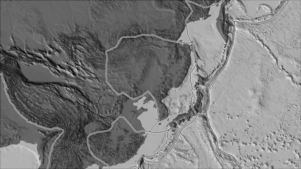 Die Tektonischen Platten Grenzen Die Bilevel Elevation Map Der Die — Stockfoto