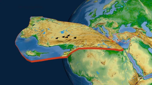 Анатолійська Тектонічна Плита Була Експропрійована Представлена Всьому Світу Фізична Карта — стокове фото
