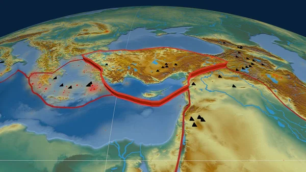 Анатолійська Тектонічна Плита Була Експропрійована Земній Кулі Карта Рельєфу Візуалізація — стокове фото