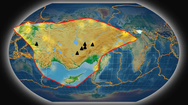 Placa Tectônica Anatólica Extrudida Apresentada Contra Mapa Físico Cor Global — Fotografia de Stock