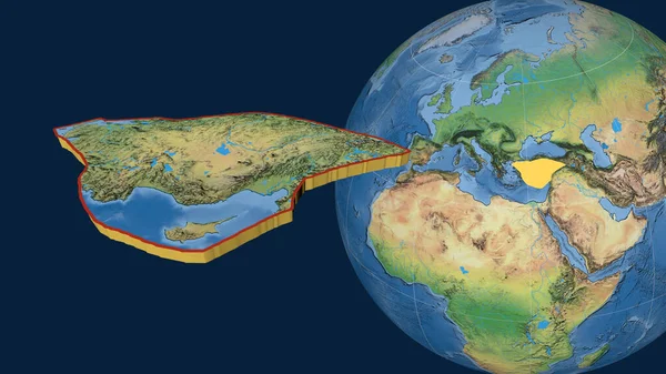 Plaque Tectonique Anatolienne Extrudée Présentée Contre Globe Carte Topographique Terre — Photo
