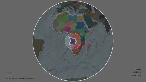 Bereich Von Angola Mit Einem Kreis Auf Der Großformatigen Landkarte — Stockfoto