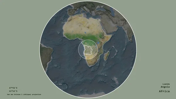 Zone Angola Marquée Par Cercle Sur Carte Grande Échelle Continent — Photo