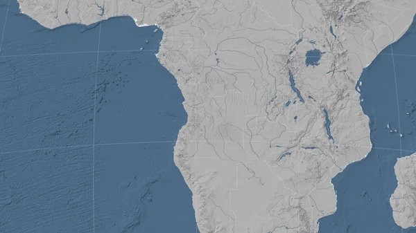 Angola Její Okolí Vzdálená Šikmá Perspektiva Žádný Obrys Mapa Elevace — Stock fotografie