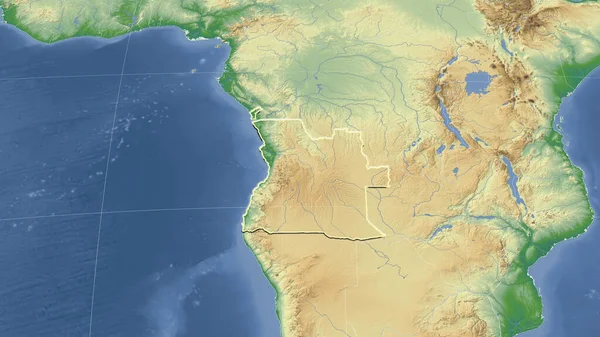 安哥拉及其邻国 远斜透视 轮廓轮廓 彩色物理图 — 图库照片
