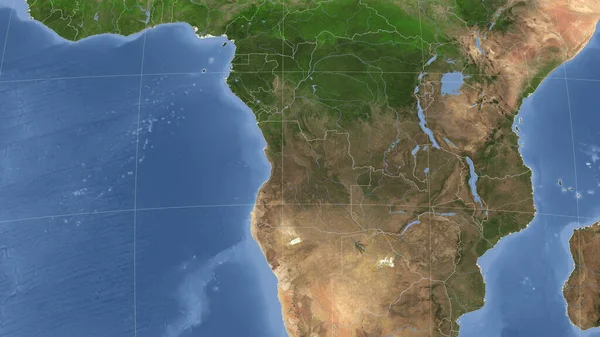 安哥拉及其邻国 距离偏斜的视角 没有轮廓 卫星图像 — 图库照片