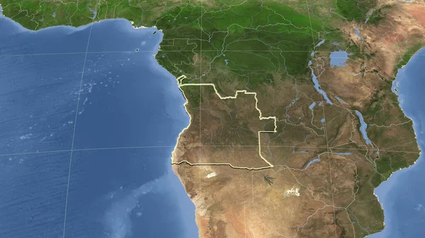 Angola Barrio Perspectiva Oblicua Distante Forma Delineada Imágenes Satélite — Foto de Stock