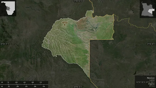 Moxico Province Angola Satellite Imagery Shape Presented Its Country Area — Stock Photo, Image