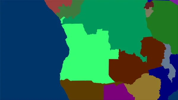 Περιοχή Αγκόλα Στον Χάρτη Διοικητικών Διαιρέσεων Στην Στερεογραφική Προβολή Ακατέργαστη — Φωτογραφία Αρχείου
