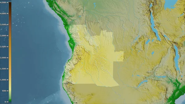 Mapa Físico Dentro Del Área Angola Proyección Estereográfica Con Leyenda — Foto de Stock