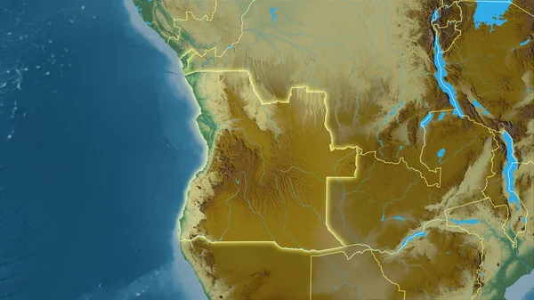 Área Angola Mapa Topográfico Relevo Projecção Estereográfica Composição Bruta Camadas — Fotografia de Stock