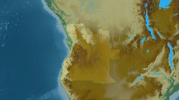 地理的救援地図上のアンゴラ地域の立体投影 ラスター層の生の組成 — ストック写真