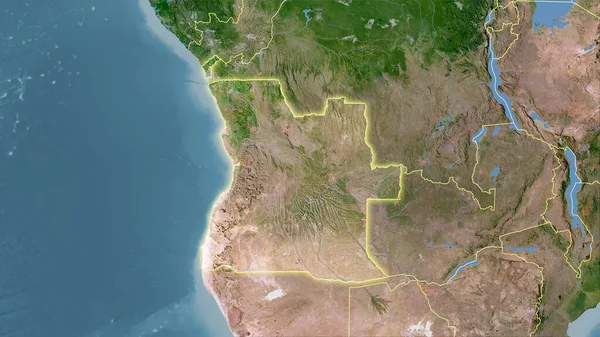 Angola Gebiet Auf Der Satelliten Karte Der Stereographischen Projektion Rohe — Stockfoto