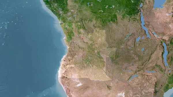 Angola Zone Sur Carte Satellite Dans Projection Stéréographique Composition Brute — Photo