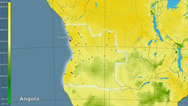 Temperatura Media Del Cuarto Más Cálido Dentro Del Área Angola —  Fotos de Stock