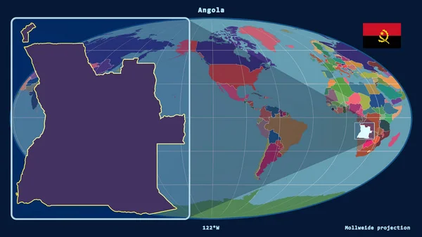 Vista Ampliada Del Esquema Angola Con Líneas Perspectiva Contra Mapa — Foto de Stock